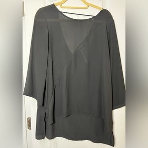 Black chiffon top with 3/4 sleeve